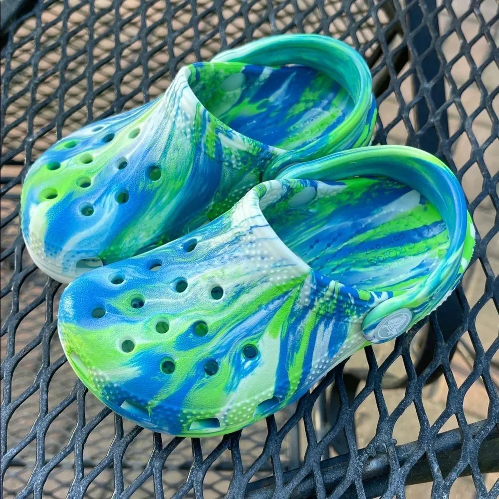 Crocs Kids Classic Glow-in-the-Dark Marbled Clogs 